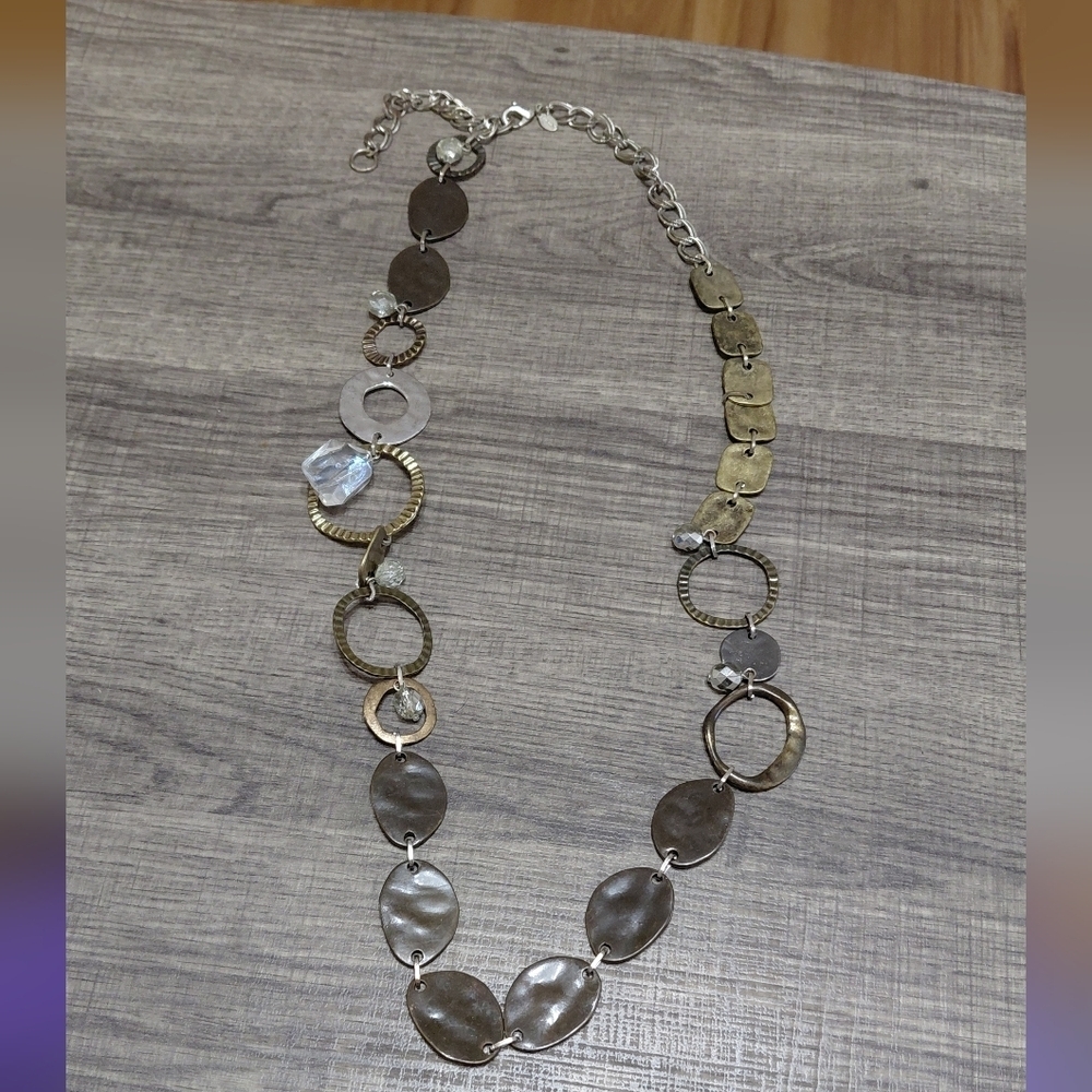 Chico's Mixed Metal Necklace with Clear Accents - Picture 3 of 5